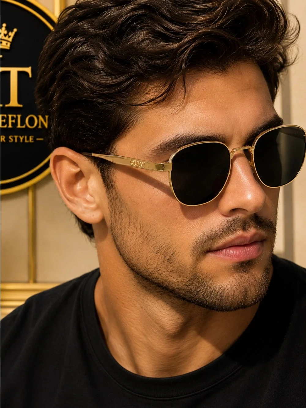 QUAY Gold-Tone Sunglasses | Dark Lenses | 52-20-145 Unisex NWOT